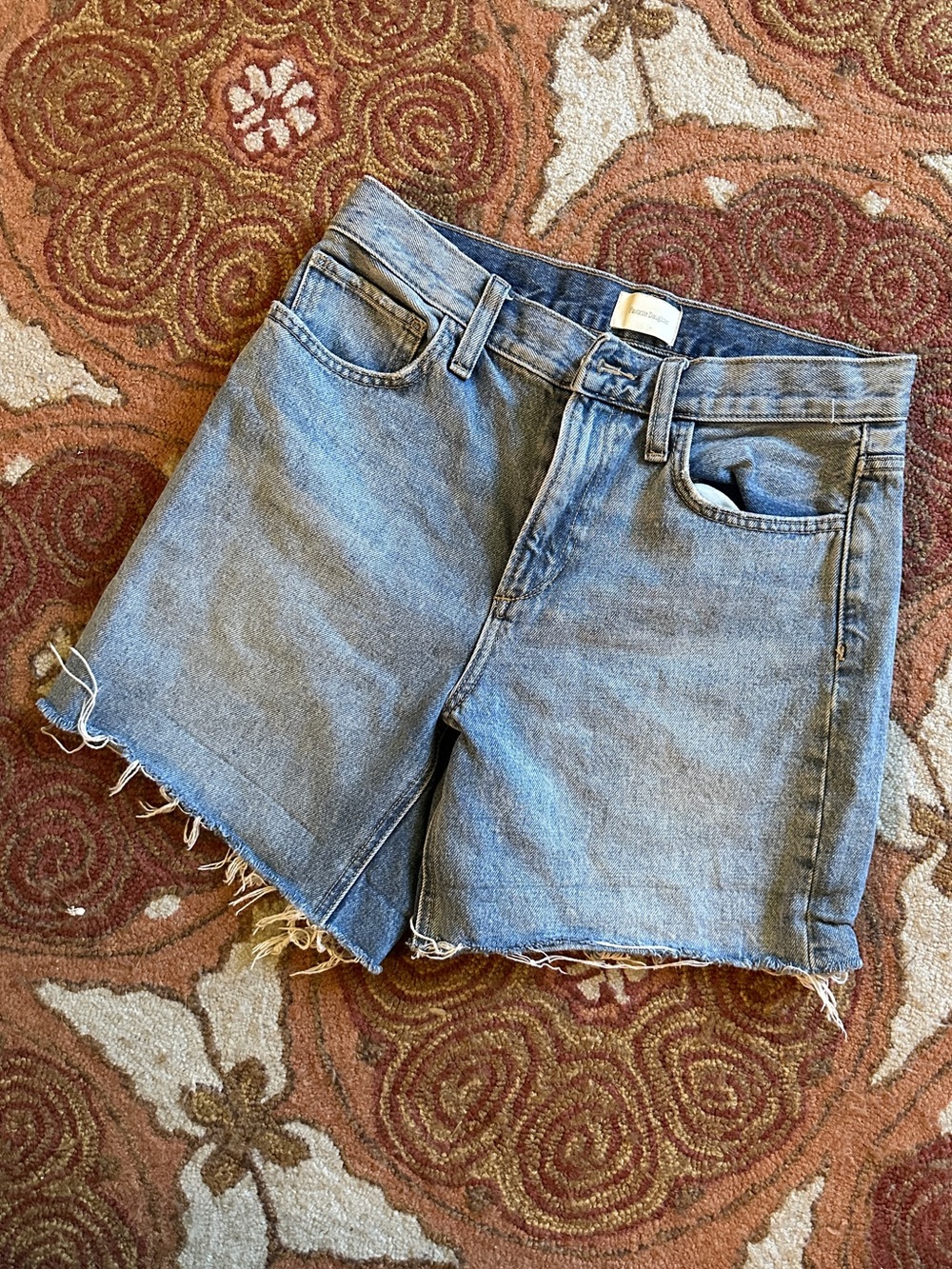 Favorite Daughter Classic High-Rise Denim Shorts in Light Blue